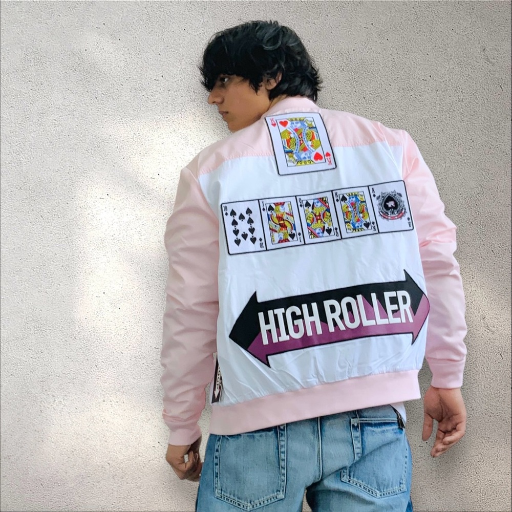 Men's Troop Pink White Windbreaker Jacket